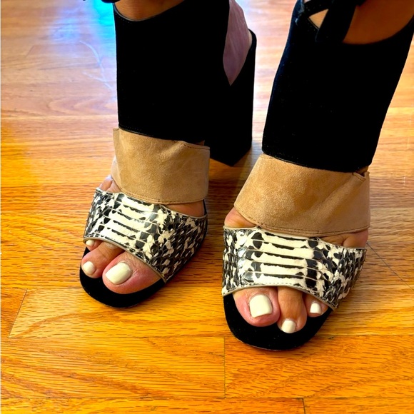 Minetta Land Heel Sandals snake/suede Black Black/White 9 - Picture 3 of 11
